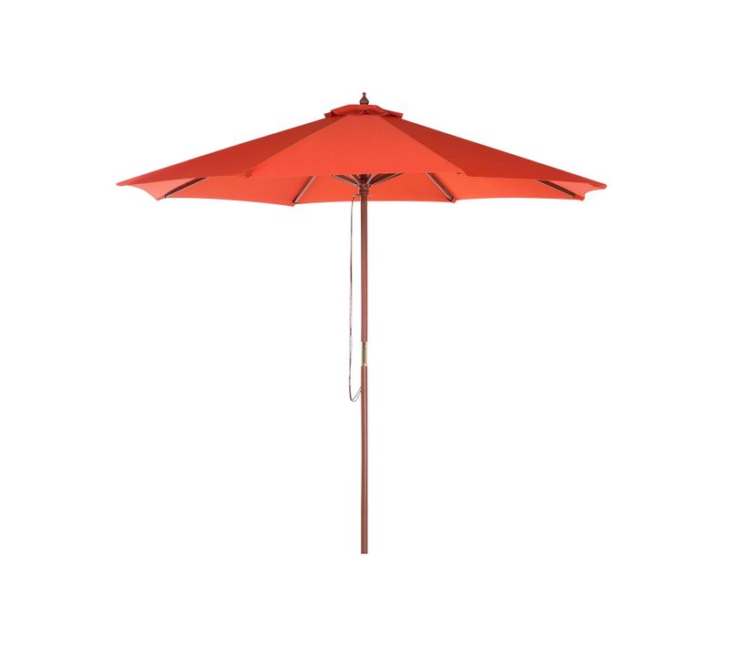 Parasol De Jardin En Bois Avec Toile Rouge D 270 Cm Toscana