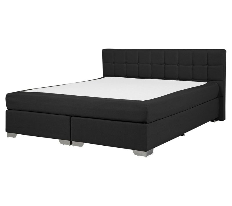 Lit Boxspring En Tissu Noir 160x200 Cm Admiral