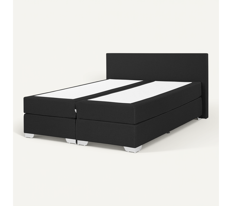 Lit Boxspring En Tissu Noir 160x200 Cm President