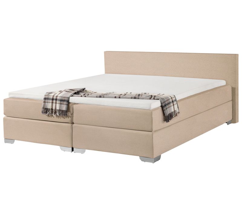 Lit Boxspring En Tissu Beige 180x200 Cm President
