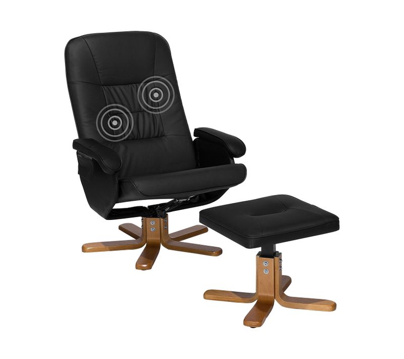 Fauteuil Massant Cuir Pu Noir Relaxpro