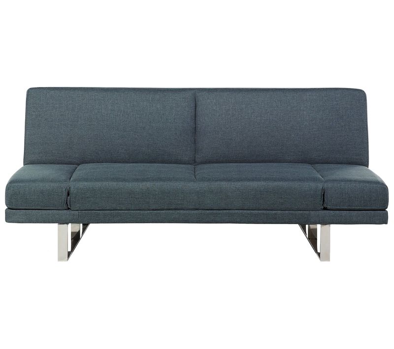 Canapé Convertible 2 Places En Tissu Bleu Gris York