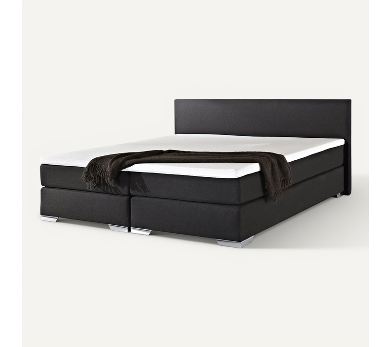 Lit Boxspring En Tissu Noir Noir 180x200 Cm President