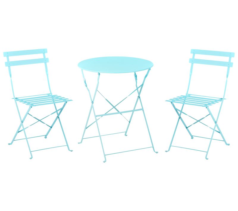 Ensemble Pour Bistro Pliant Fiori Métal Turquoise