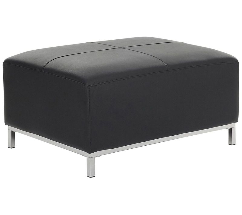Pouf En Cuir Noir Oslo