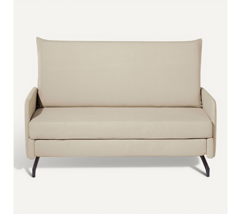 Canapé Convertible 2 Places En Tissu Beige Belfast
