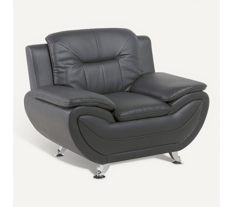 Fauteuil Club Cuir Pu Gris Leira