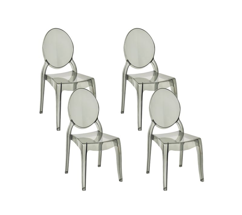 Lot De 4 Chaises De Salle à Manger Noires Transparentes Merton