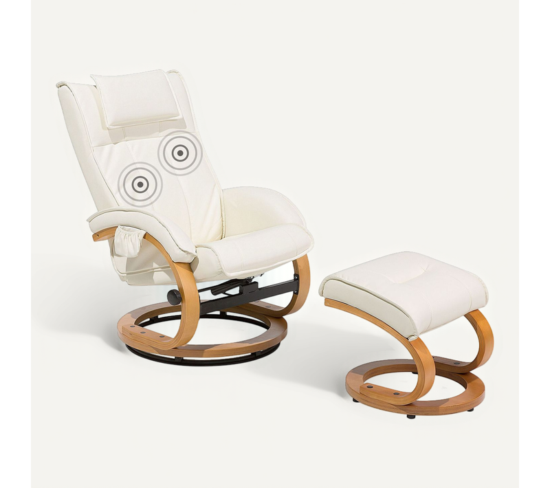 Fauteuil Massant Cuir Pu Beige Clair Majestic