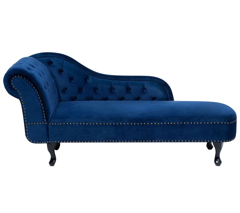 Méridienne Chesterfield En Velours Bleu Côté Gauche Nimes