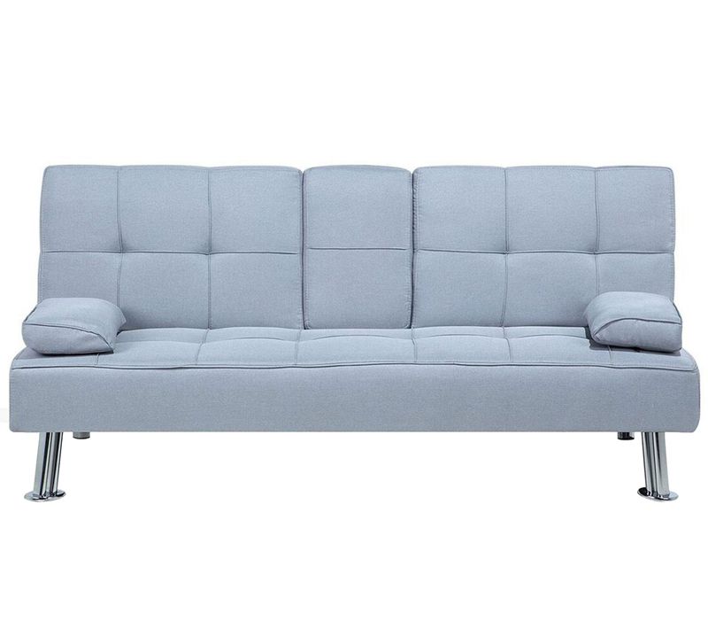 Canapé Convertible 3 Places En Tissu Gris Clair Roxen