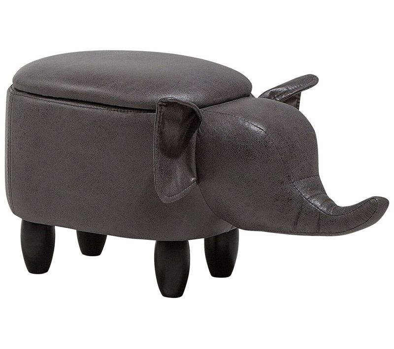 Tabouret Enfant En Cuir Pu Gris Foncé Elephant
