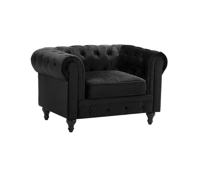 Velours Fauteuil Noir Chesterfield