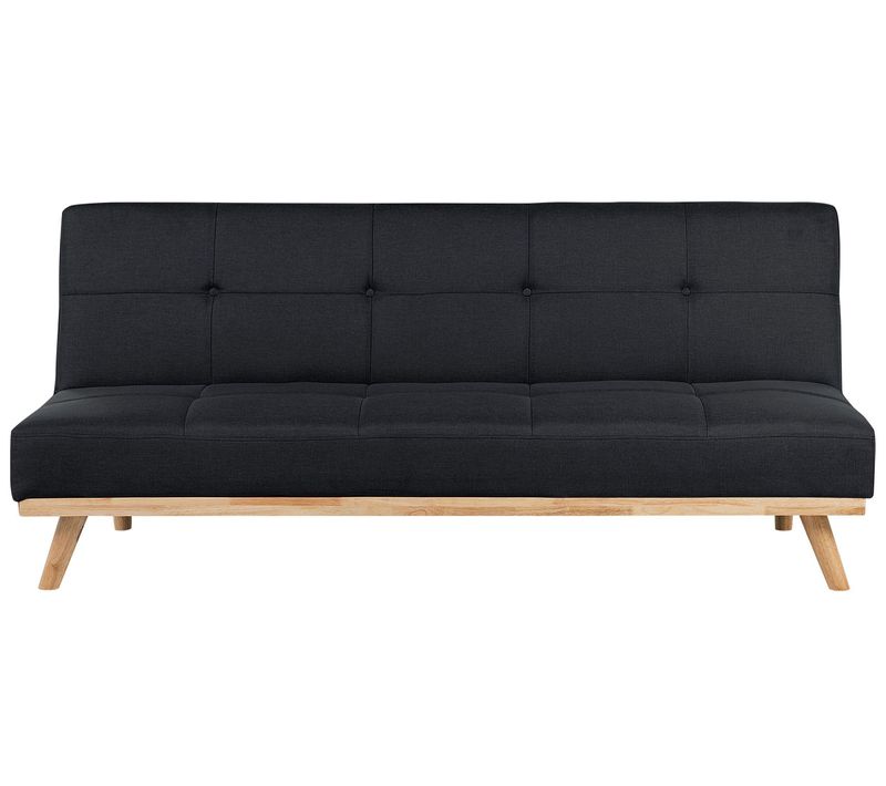 Canapé Convertible 3 Places En Tissu Noir Froya