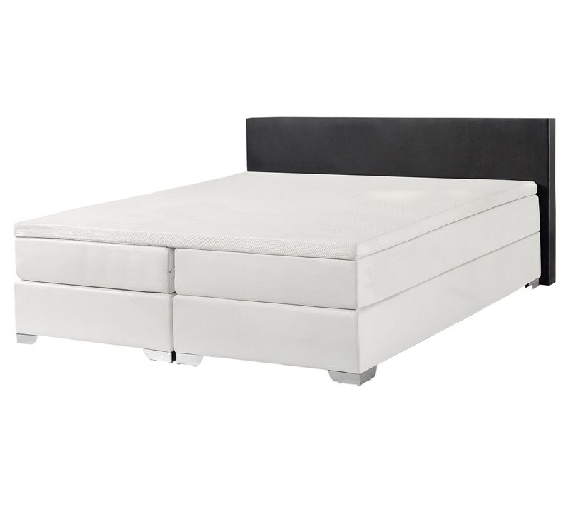 Lit Boxspring En Cuir Pu Noir Et Blanc 160x200 Cm President