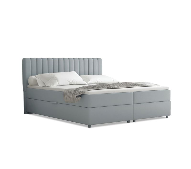 Lit Boxspring 180x200 Confortable Everest Avec Tiroir Et Surmatelas - Gris clair