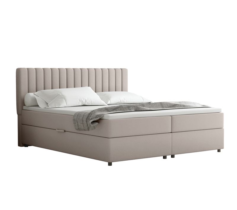 Lit Boxspring 180x200 Confortable Everest Avec Tiroir Et Surmatelas - Beige