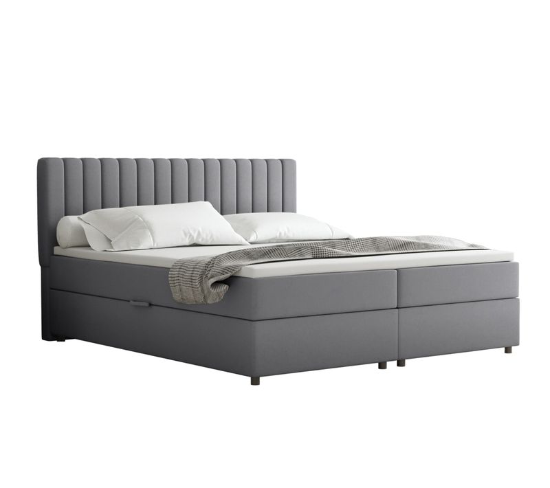 Lit Boxspring 180x200 Confortable Everest Avec Tiroir Et Surmatelas - Gris foncé