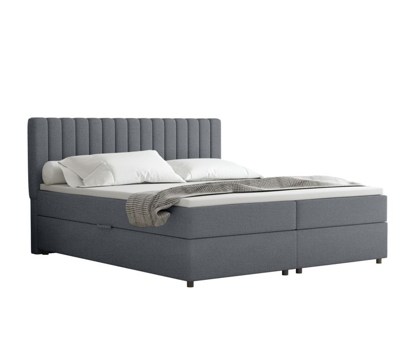 Lit Boxspring 180x200 Confortable Everest Avec Tiroir Et Surmatelas - Gris