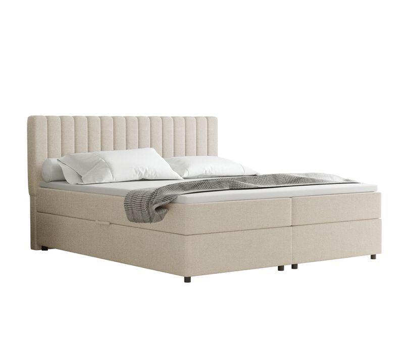 Lit Boxspring 180x200 Confortable Everest Avec Tiroir Et Surmatelas - Beige