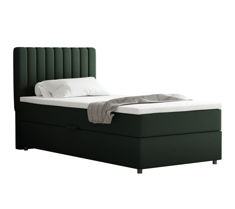 Lit Boxspring 90x200 Confortable Everest Avec Tiroir Et Surmatelas - Vert sapin