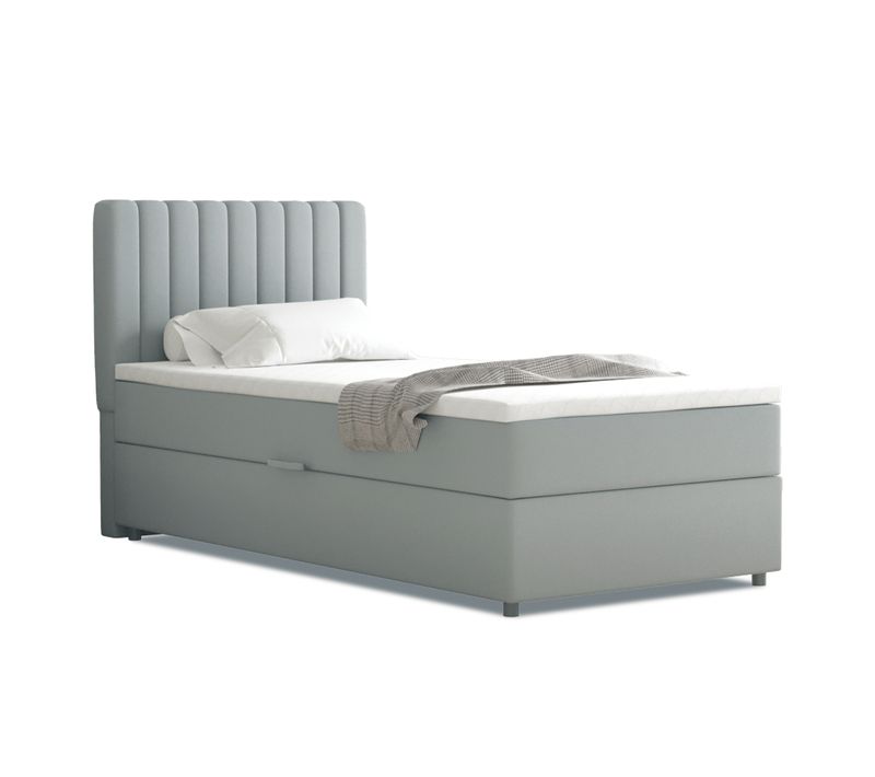 Lit Boxspring 90x200 Confortable Everest Avec Tiroir Et Surmatelas - Gris clair