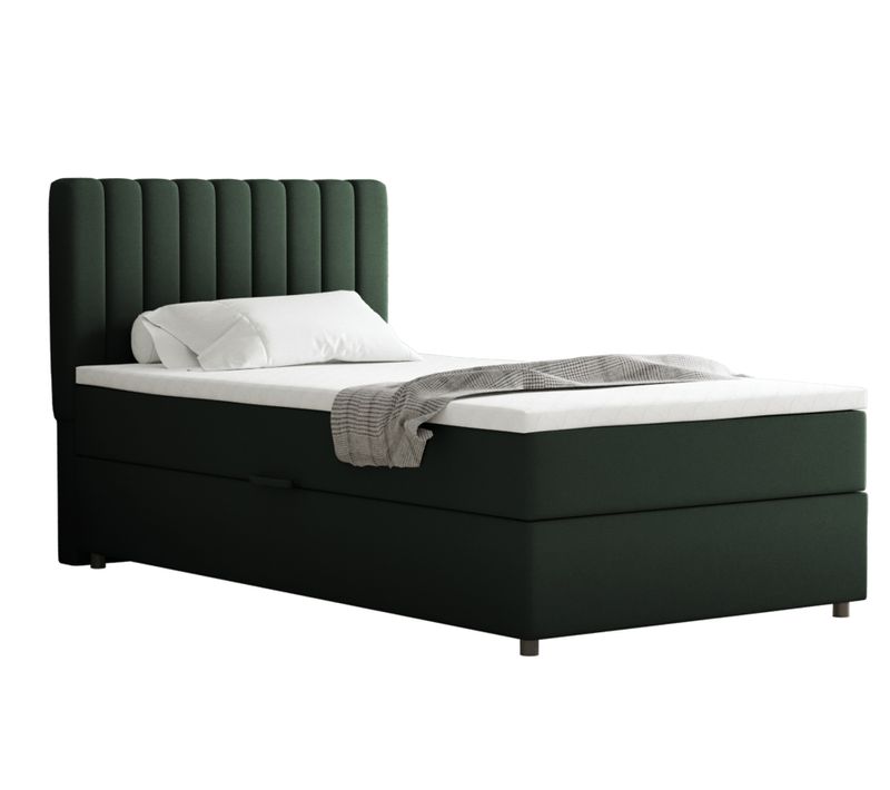 Lit Boxspring 100x200 Confortable Everest Avec Tiroir Et Surmatelas - Vert sapin