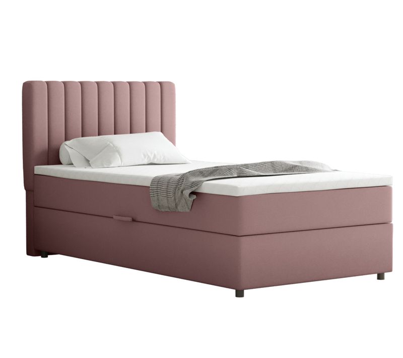Lit Boxspring 100x200 Confortable Everest Avec Tiroir Et Surmatelas - Rose