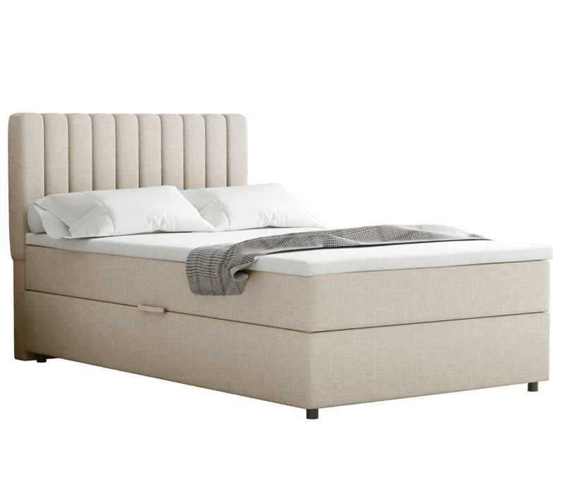 Lit Boxspring 120x200 Confortable Everest Avec Tiroir Et Surmatelas - Beige