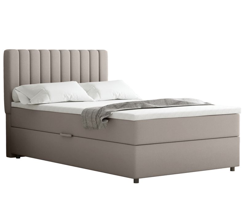 Lit Boxspring 120x200 Confortable Everest Avec Tiroir Et Surmatelas - Beige