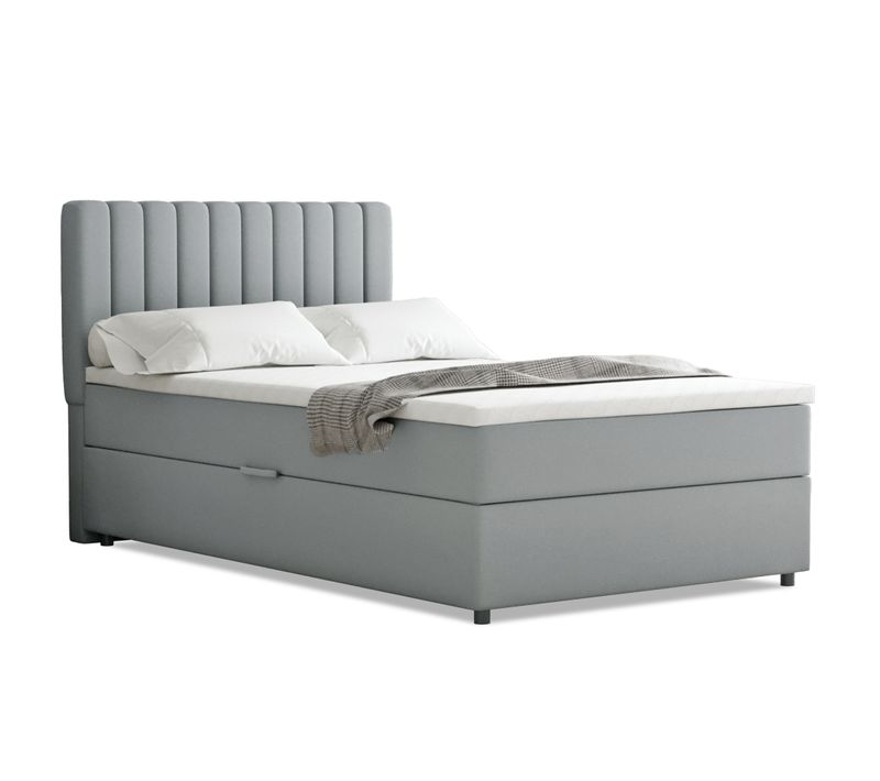 Lit Boxspring 120x200 Confortable Everest Avec Tiroir Et Surmatelas - Gris clair