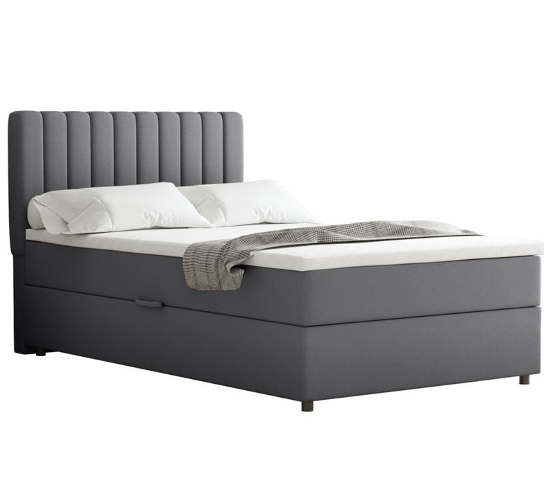 Lit Boxspring 120x200 Confortable Everest Avec Tiroir Et Surmatelas - Gris foncé