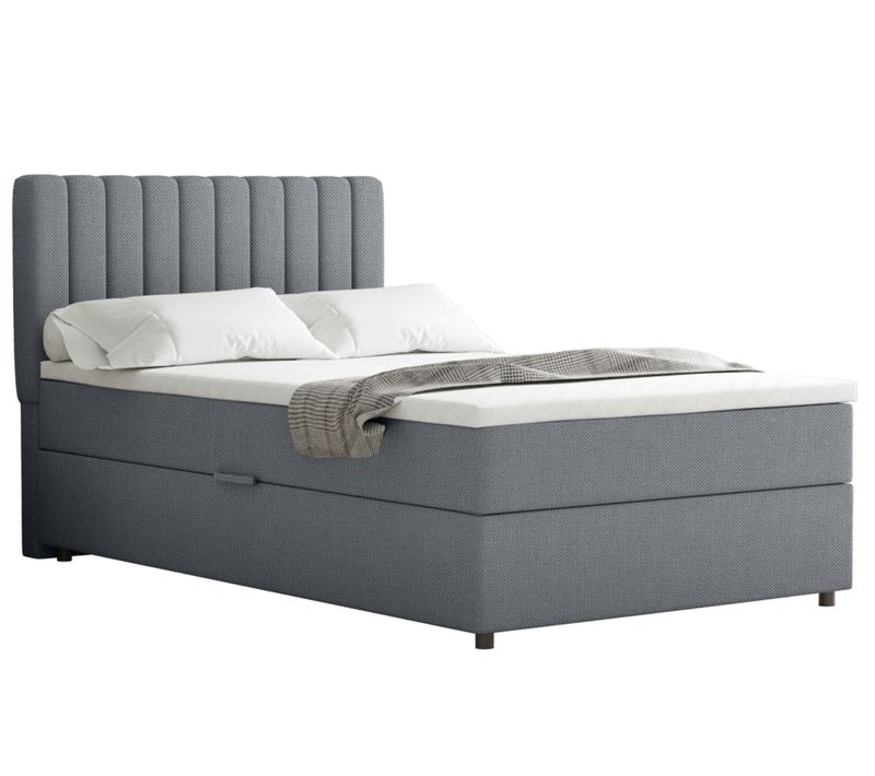 Lit Boxspring 120x200 Confortable Everest Avec Tiroir Et Surmatelas - Gris