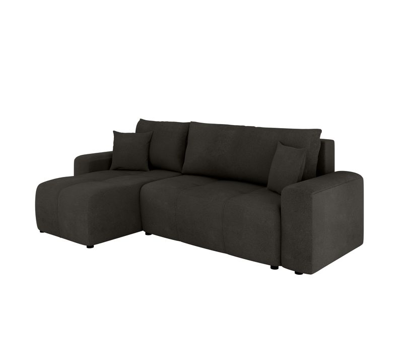 Canapé D'angle Nolani Avec Fonction Lit et Tiroir – Moderne et Confortable - Noir