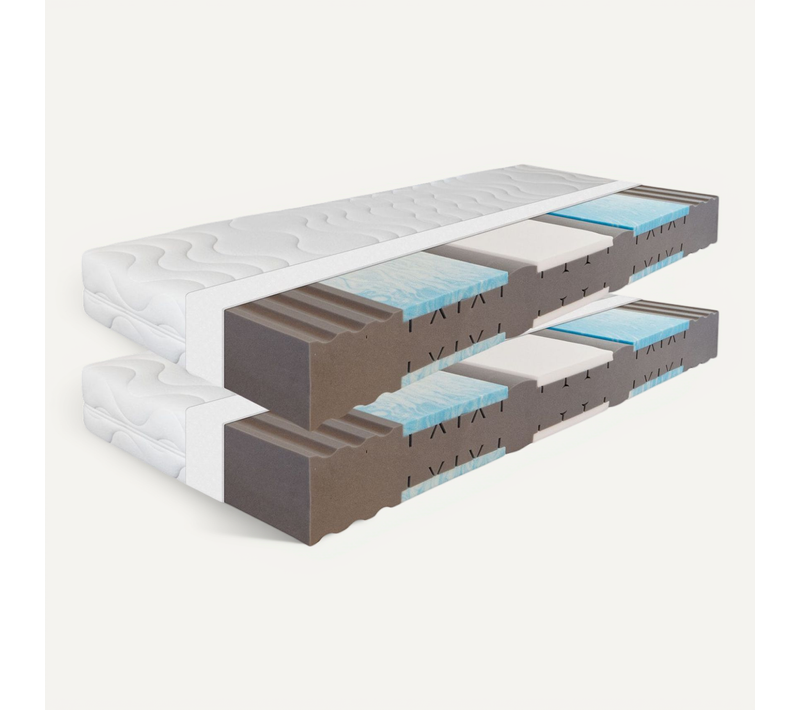 Matelas Mousse 2x100x200 cm Gel H2 H3 Dynamic Épaisseur 19 cm, 7 Zones