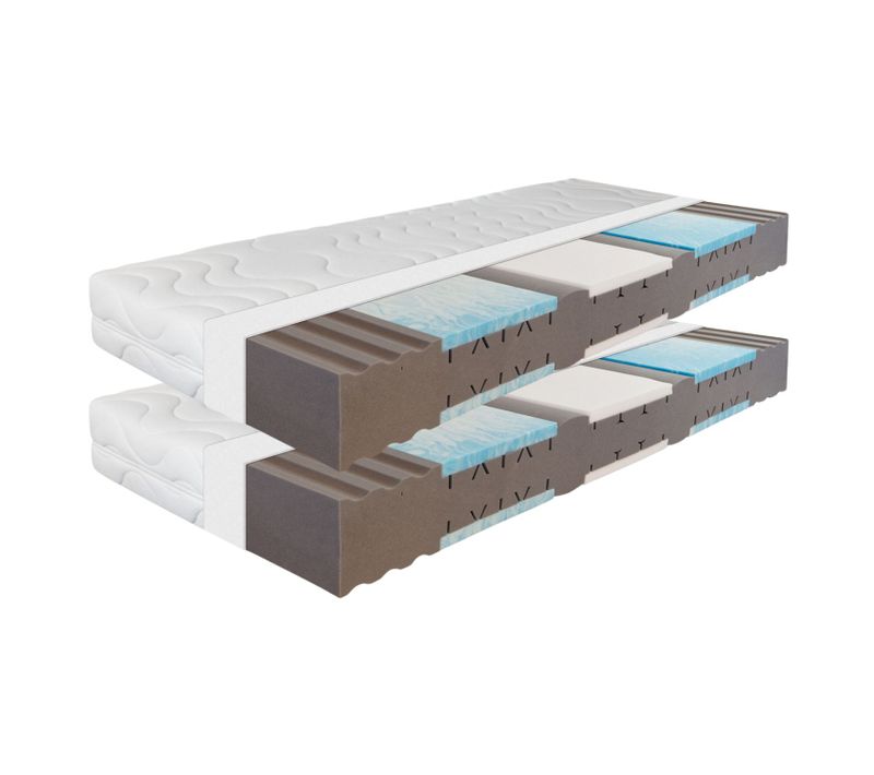 Matelas Mousse 2x90x190 cm Gel H2 H3  Dynamic Épaisseur 19 cm, 7 Zones