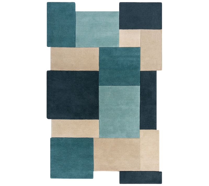Tapis Arty En Laine - Bleu Turquoise - 150x230 Cm