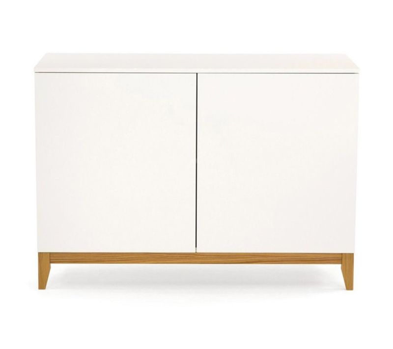 Buffet 2 Portes "blanco" 120cm Blanc et Chêne