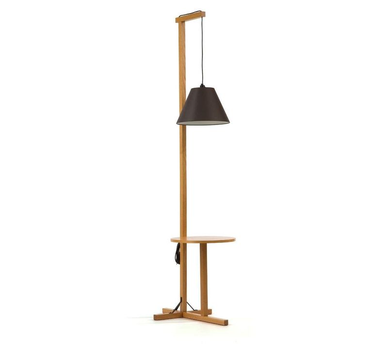 Lampadaire Design Avec Table D'appoint "floor" 199cm Chêne et Noir
