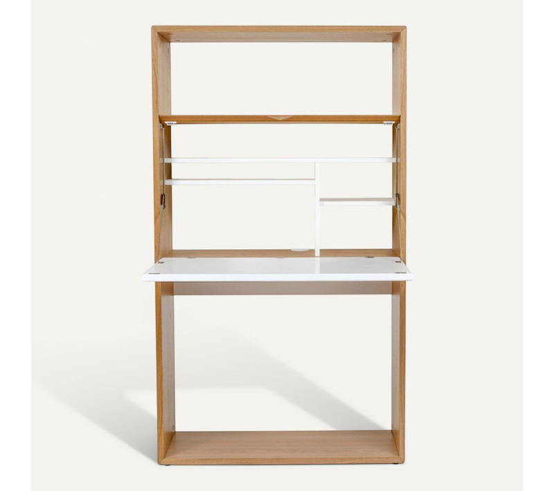 Bureau Secrétaire Design "loma" 157cm Blanc et Chêne