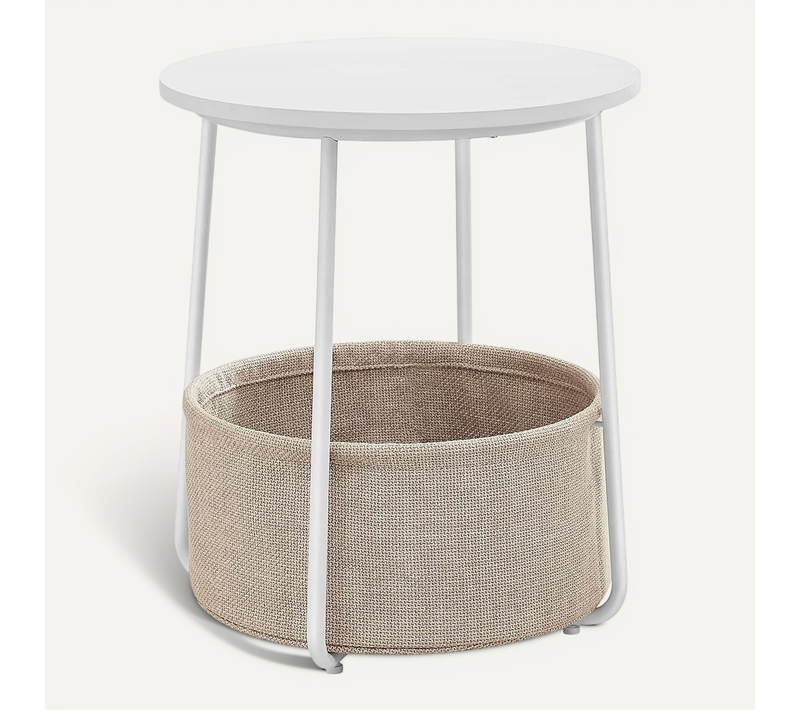 Table Basse Ronde Avec Panier Blanc