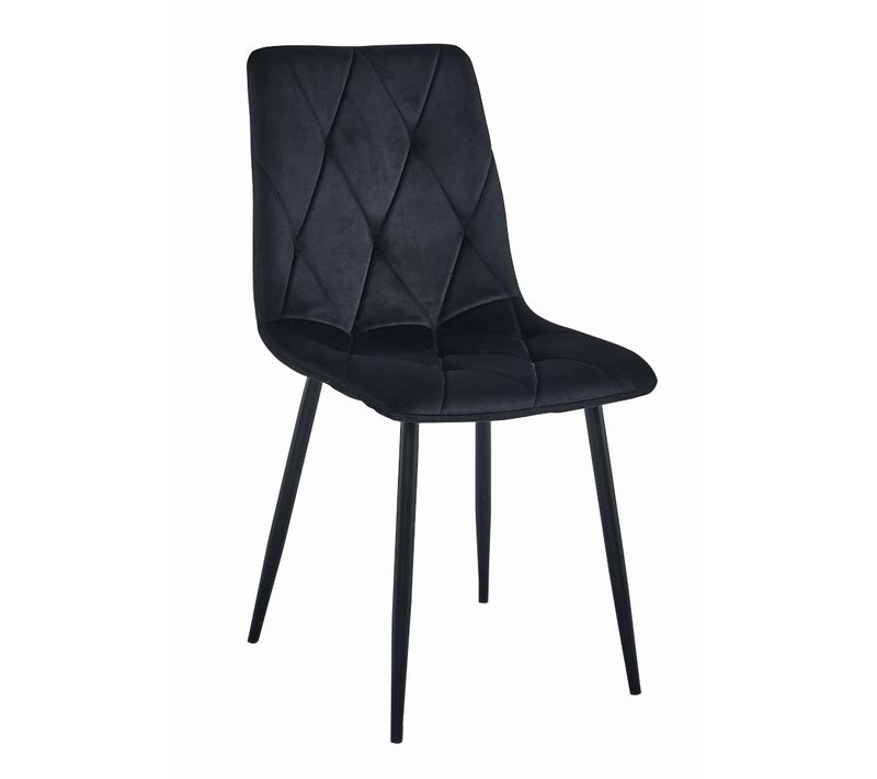 Chaise De Salle à Manger  Tyra Siège Noir, Jambes Noires, Siège Rembourré, Siège Ergonomique