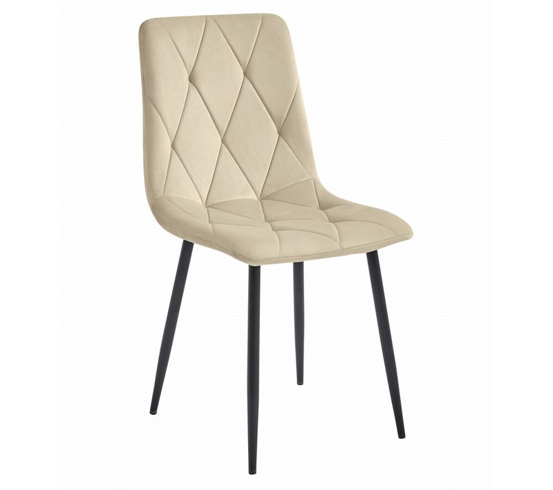 Chaise De Salle à Manger  Tyra Siège Beige Clair, Jambes Noires, Siège Rembourré, Siège Ergonomique