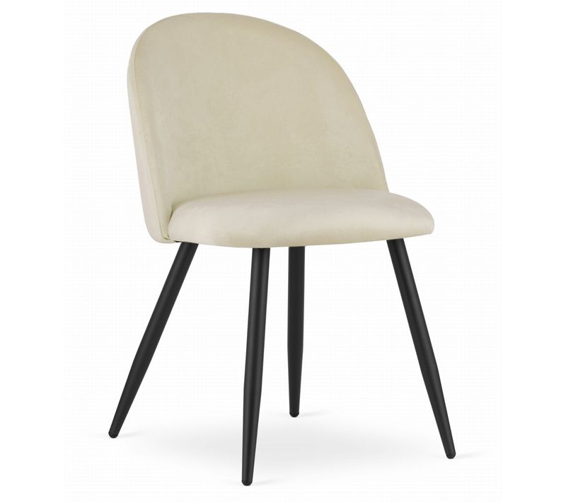 Chaise De Salle à Manger Bello Siège Beige, Jambes Noires, Siège En Velours