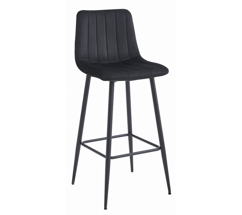Tabouret De Bar  Pozza Siège Noir, Base Noire, Siège En Velours, Siège Ergonomique