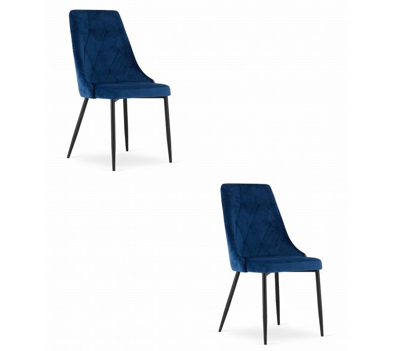Chaise De Salle à Manger Lot De 2 Imola Siège Bleu Marine, Siège En Velours