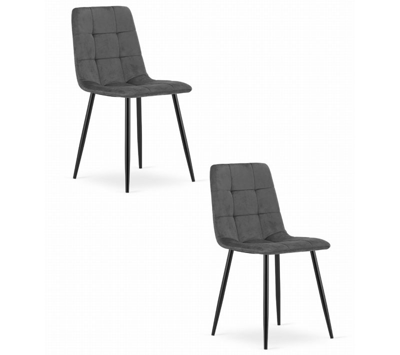 Chaise De Salle à Manger Lot De 2 Pyra Siège Gris Foncé, Siège En Velours, Siège Ergonomique