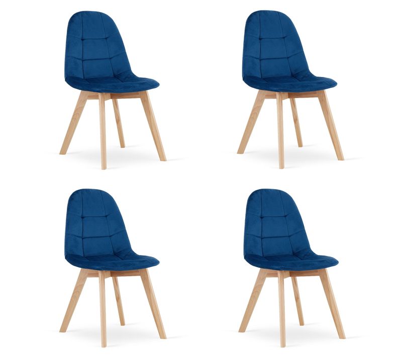 Chaise De Salle à Manger Lot De 4 Nuuc Siège Bleu Marine, Siège En Velours, Siège Ergonomique