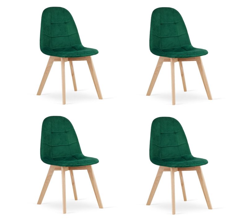 Chaise De Salle à Manger Lot De 4 Nuuc Siège Vert Foncé, Siège En Velours, Siège Ergonomique