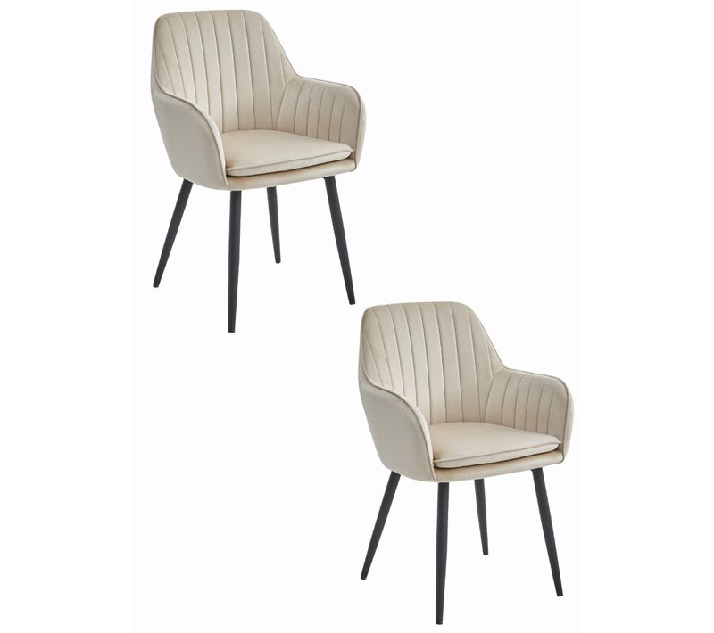 Chaise De Salle à Manger Lot De 2 Lugo Siège Beige, Jambes Noires, Siège Ergonomique